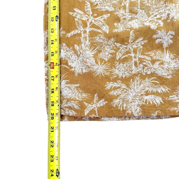 American Eagle Cotton Linen Blend Wide Leg Crop Pants Lined Belted Size S Gold - Picture 12 of 13